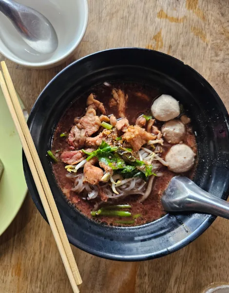Boat noodles photographed for A Chef's Tour current Koh Samui evening food tour