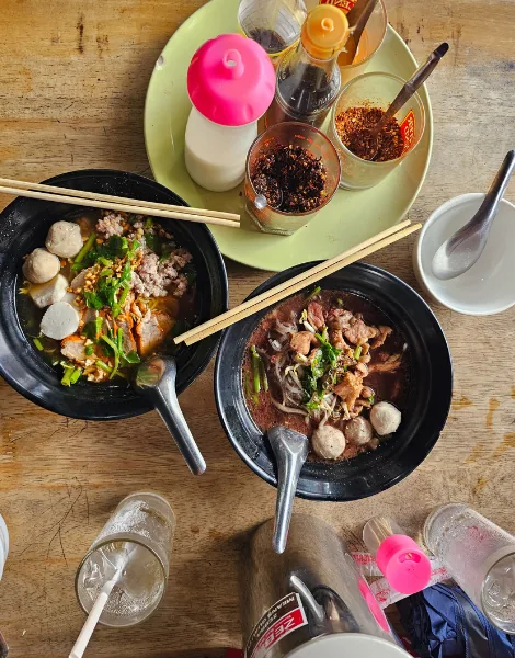 Boat noodles photographed for A Chef's Tour current Koh Samui lunchtime food tour