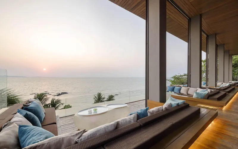 Sea-facing terrace seating at Radius restaurant, Cape Dara Resort Pattaya