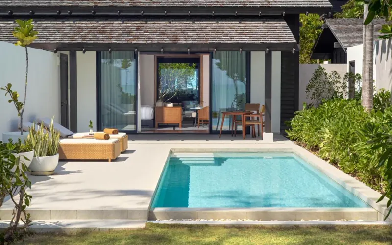 Private swimming pool and terrace of the Kimpton Kitalay Samui One-Bedroom Oceanfront Pool Villa