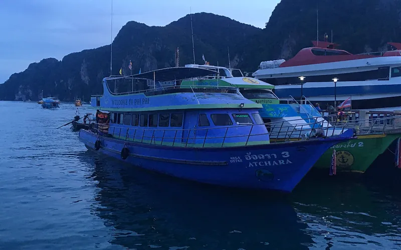 Passenger ferries beside Tonsai Pier on Ko Phi Phi Don